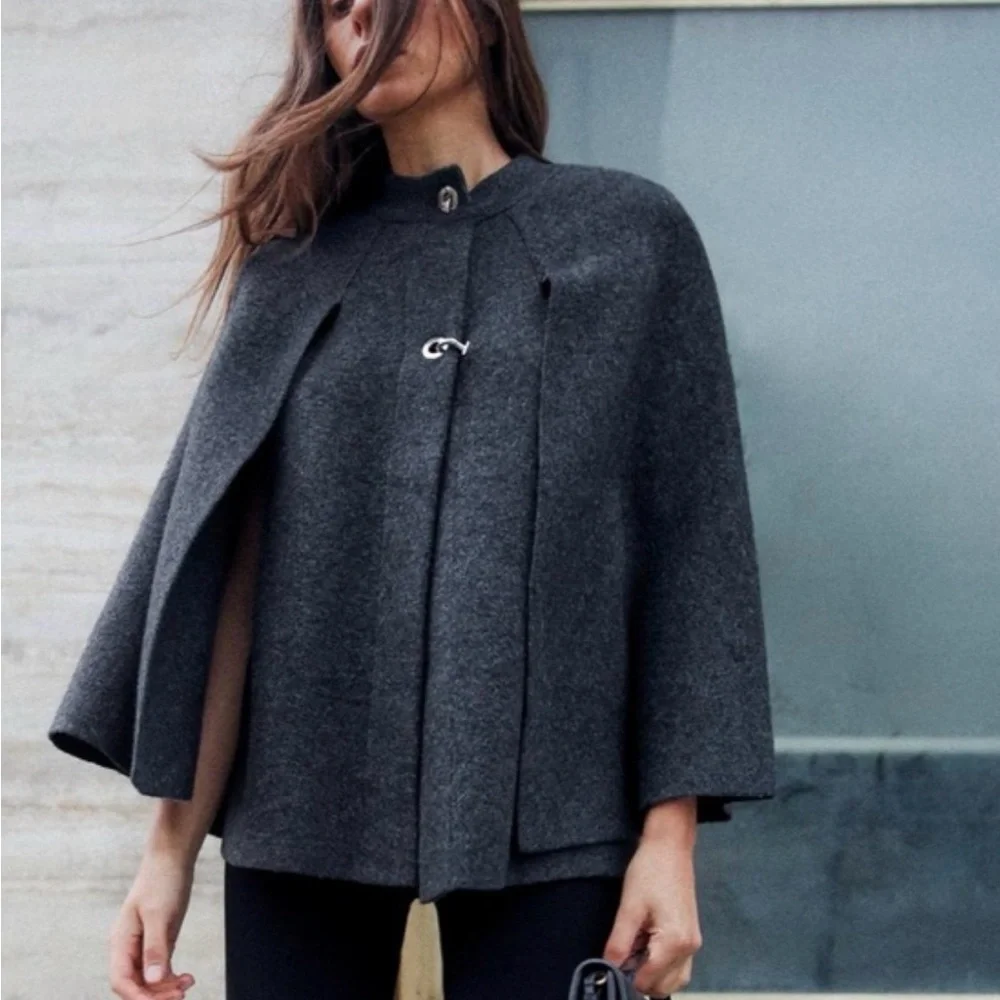 NWT - Zara Charcoal Women's Cape Sweater